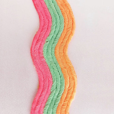 Wave Pattern Trim, Cotton Embroidered Trim, Pink